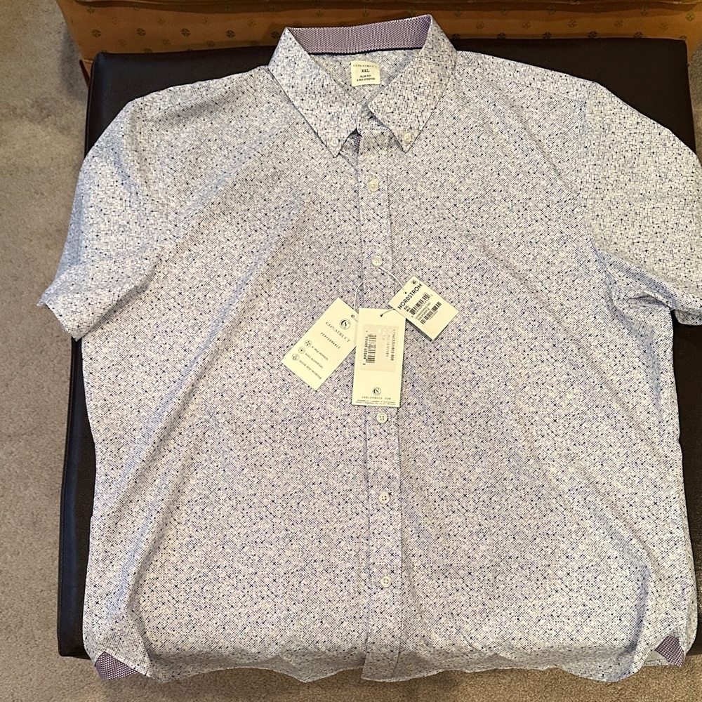 NWT Men's Con. Strict Blue Patterned Shirt XXL